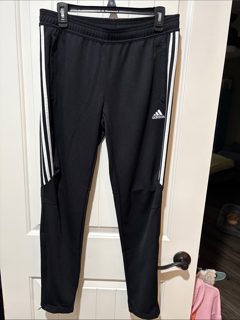 Adidas Women’s Black Track Pants with White Stripes